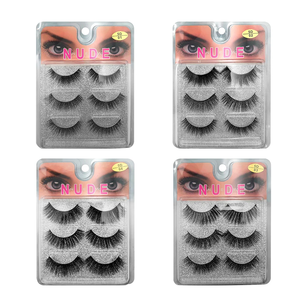 Paquete de 3 pares de pestañas postizas 5d / nude / v46