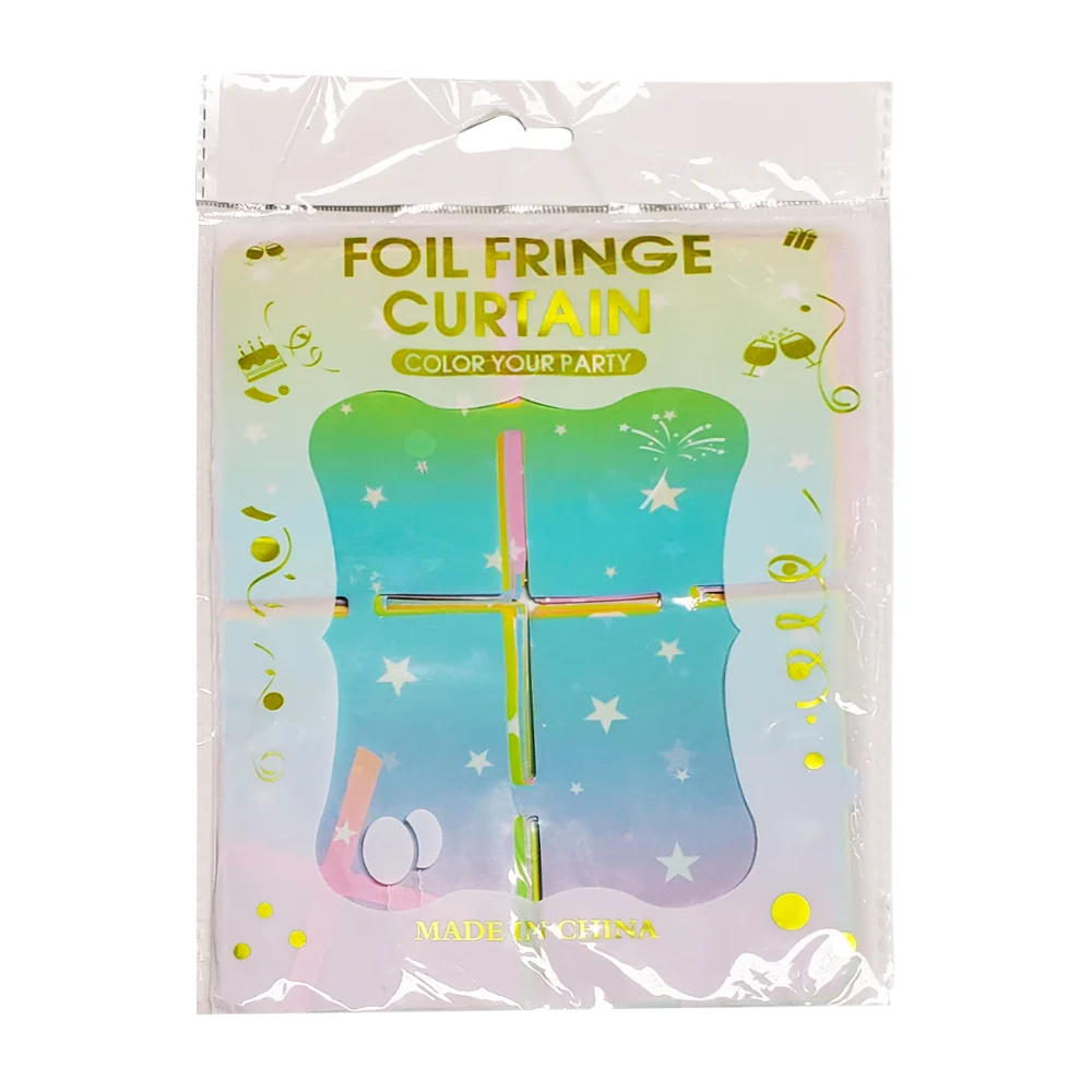 Cortina foil fringe curtain tipo cuadrada multicolor con estrellas / ml-176 / af0019