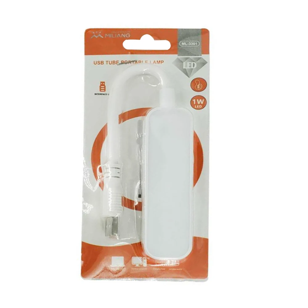 Lámpara de luz led blanca para lectura con brazo flexible y cable de alimentación usb / usb tube portable lamp / miliang / ml-3301