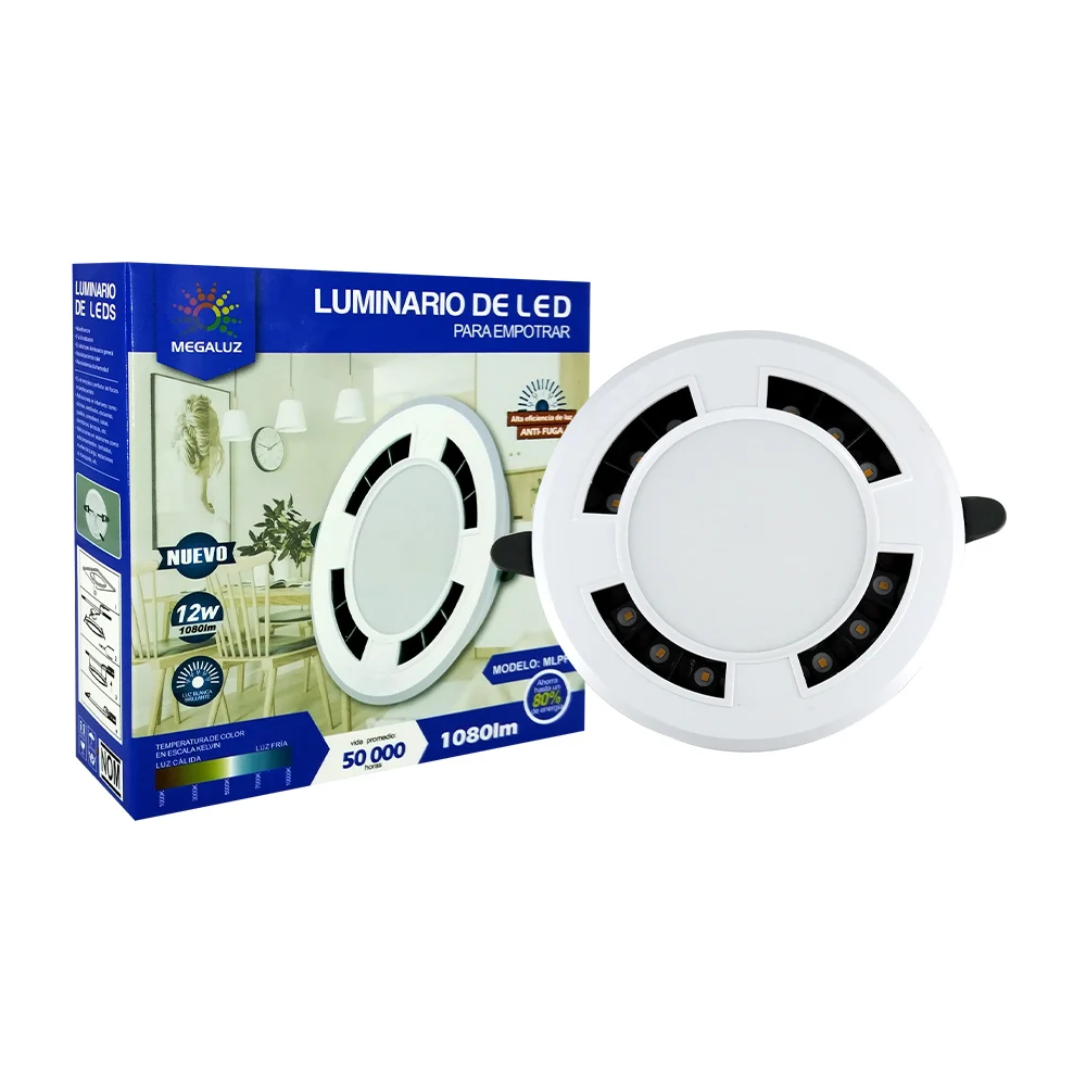 Lámpara de techo empotrable con luz nítida de 12w y 1080lm / megaluz / mlpf-58