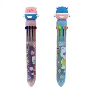 Pluma de 10 colores intercambiables con diseño de oso, variedad de co…