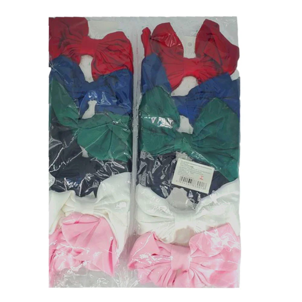 Paquete con 12 broches para cabello con diseño moño de tela tipo satin con lazo largo, variedad de colores / mon6