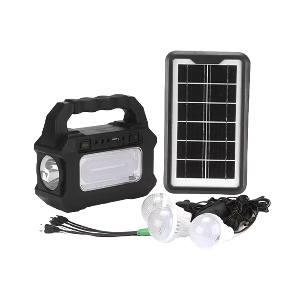 Lámpara moreka de emergencia con panel solar y juego de 3 focos de luz blanca, 30w, 4500mah / mor-c8