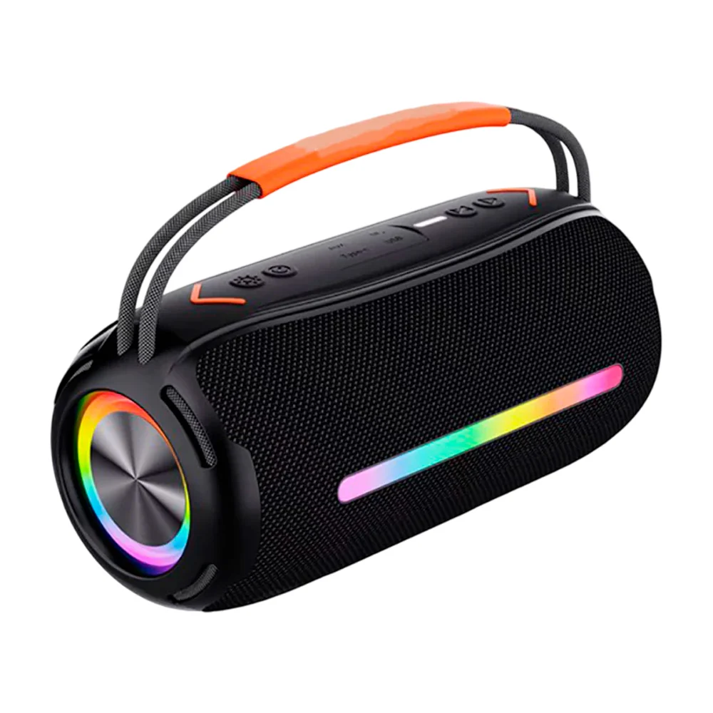 Bocina cilíndrica bluetooth con luces rgb, agarradera + ranuras para sd y usb, variedad de colores / moreka-378