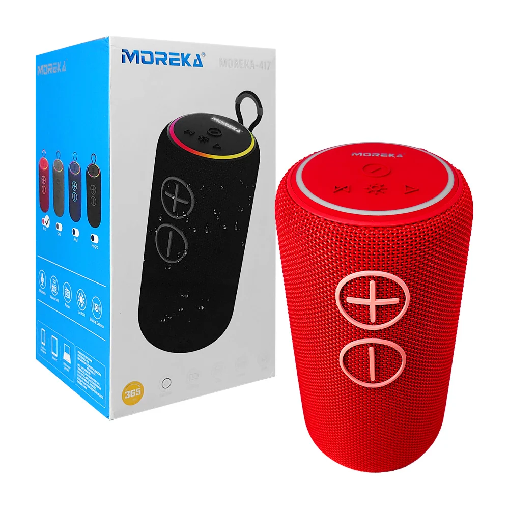 Bocina cilíndrica bluetooth moreka portátil con luz rgb, entrada para usb y tarjeta tf, variedad de colores / moreka-417