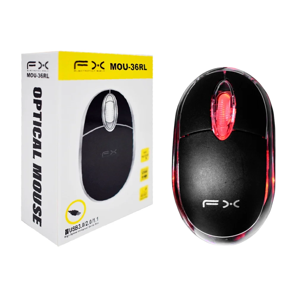 Mouse alámbrico óptico fx con conexión usb y cursor preciso / mou-36rl