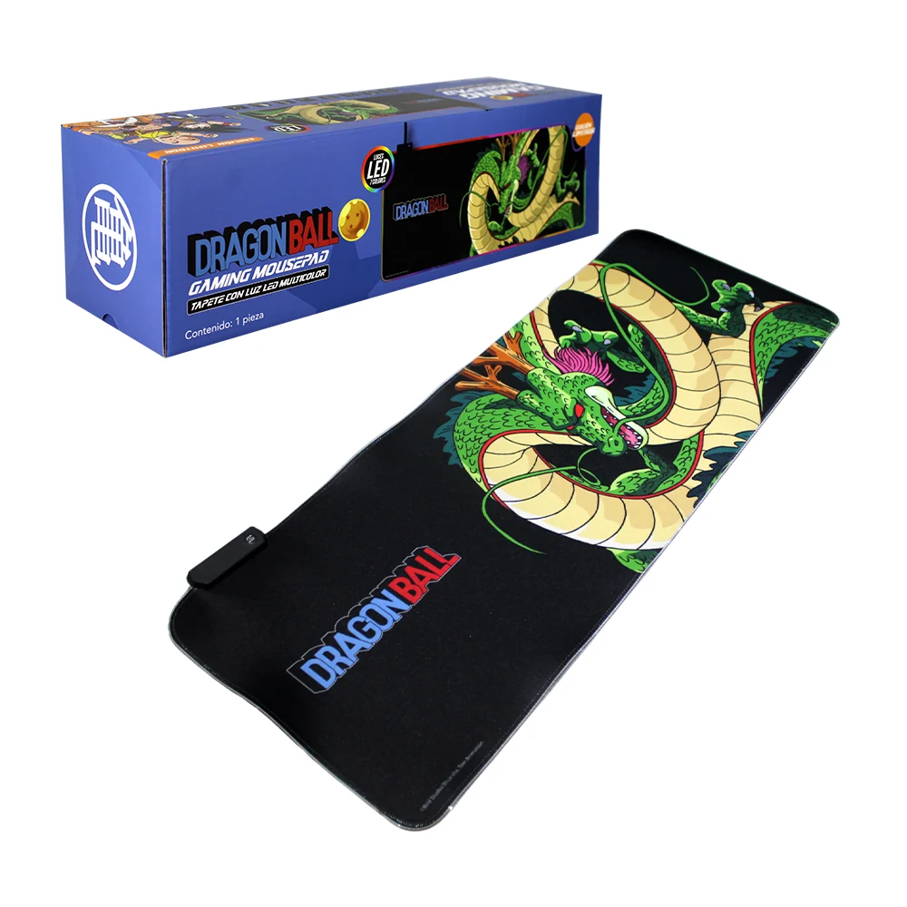 Mouse pad gaming alámbrico con luz led multicolor + diseño de dragon ball, 780x300mm / mpl-db-01