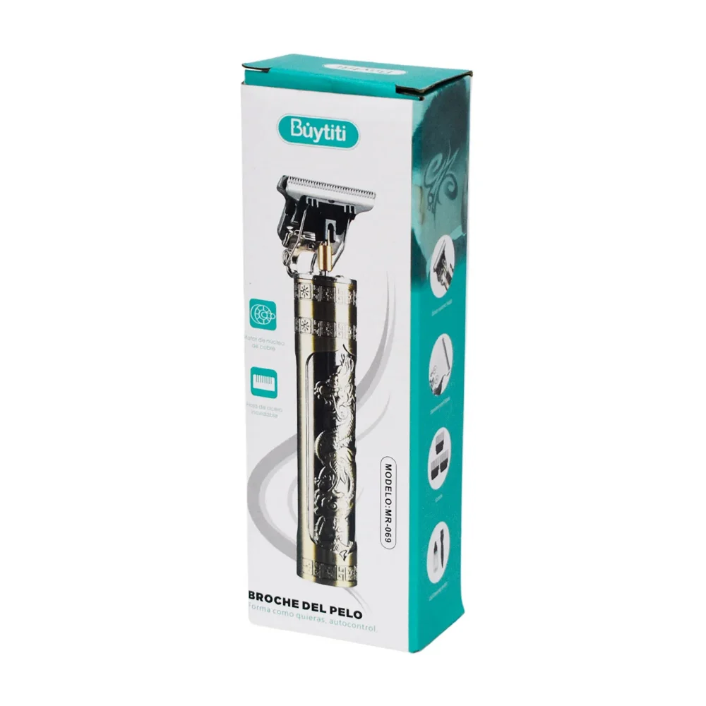 Máquina trimmer inalámbrica con diseño de dragón y 3 cabezales intercambiables para cortar cabello / mr-069