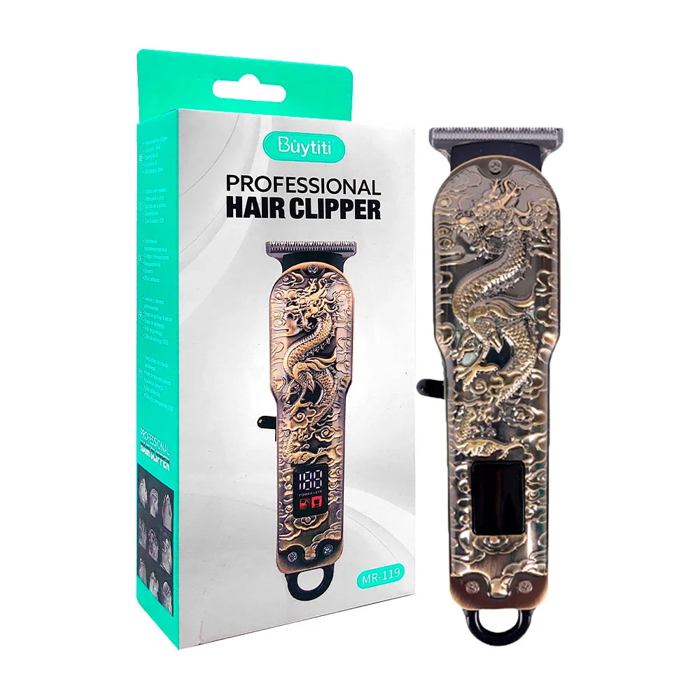 Máquina cortadora de cabello buytiti con diseño de dragón y 4 peinetas intercambiables / mr-119