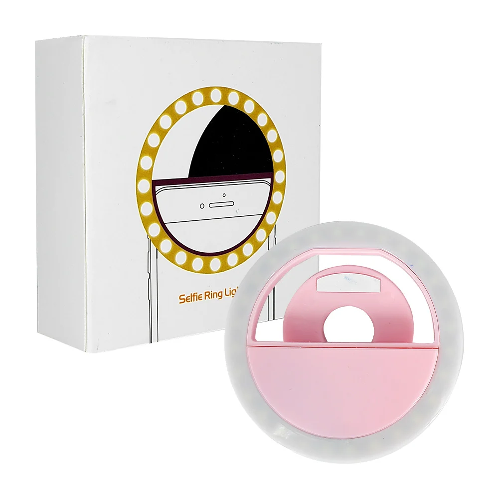 Aro de luz led recargable con clip para celular, variedad de colores / selfie ring