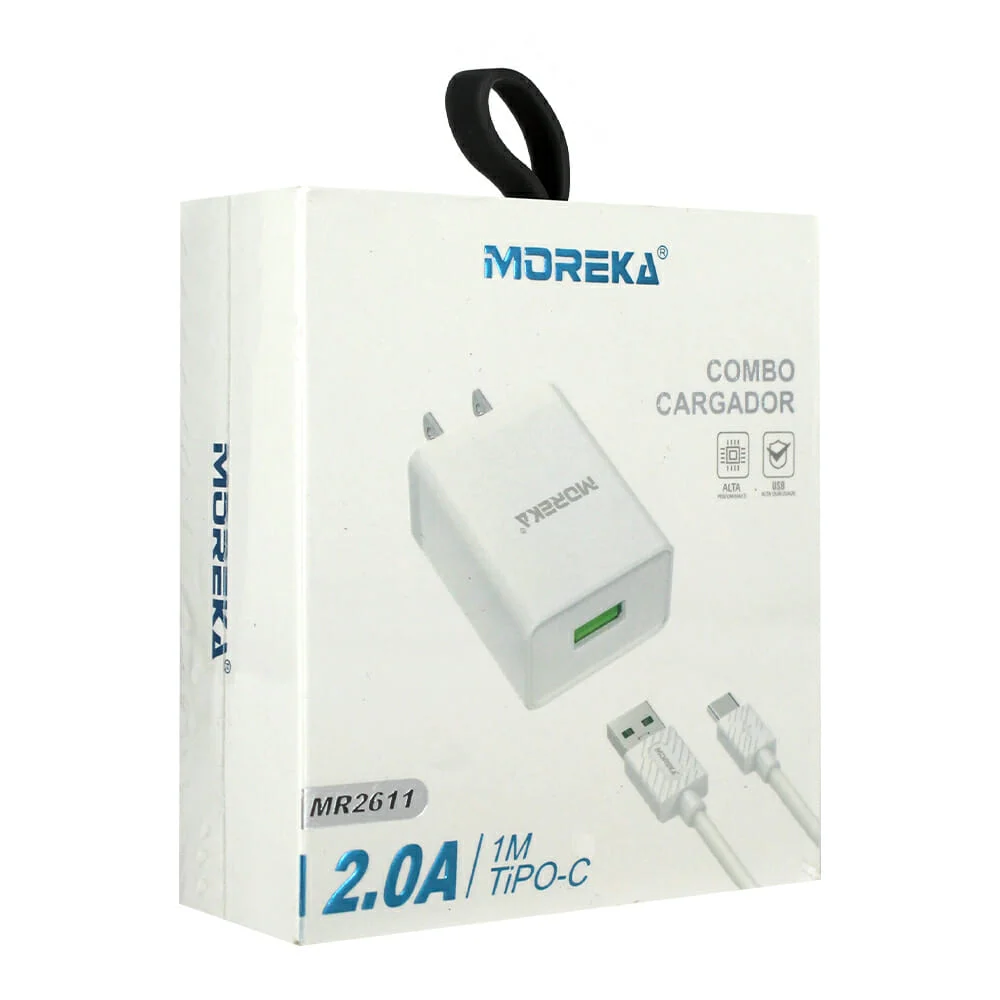 Combo cargador moreka 2.0a de 1  metro con entrada tipo-c / mr2611