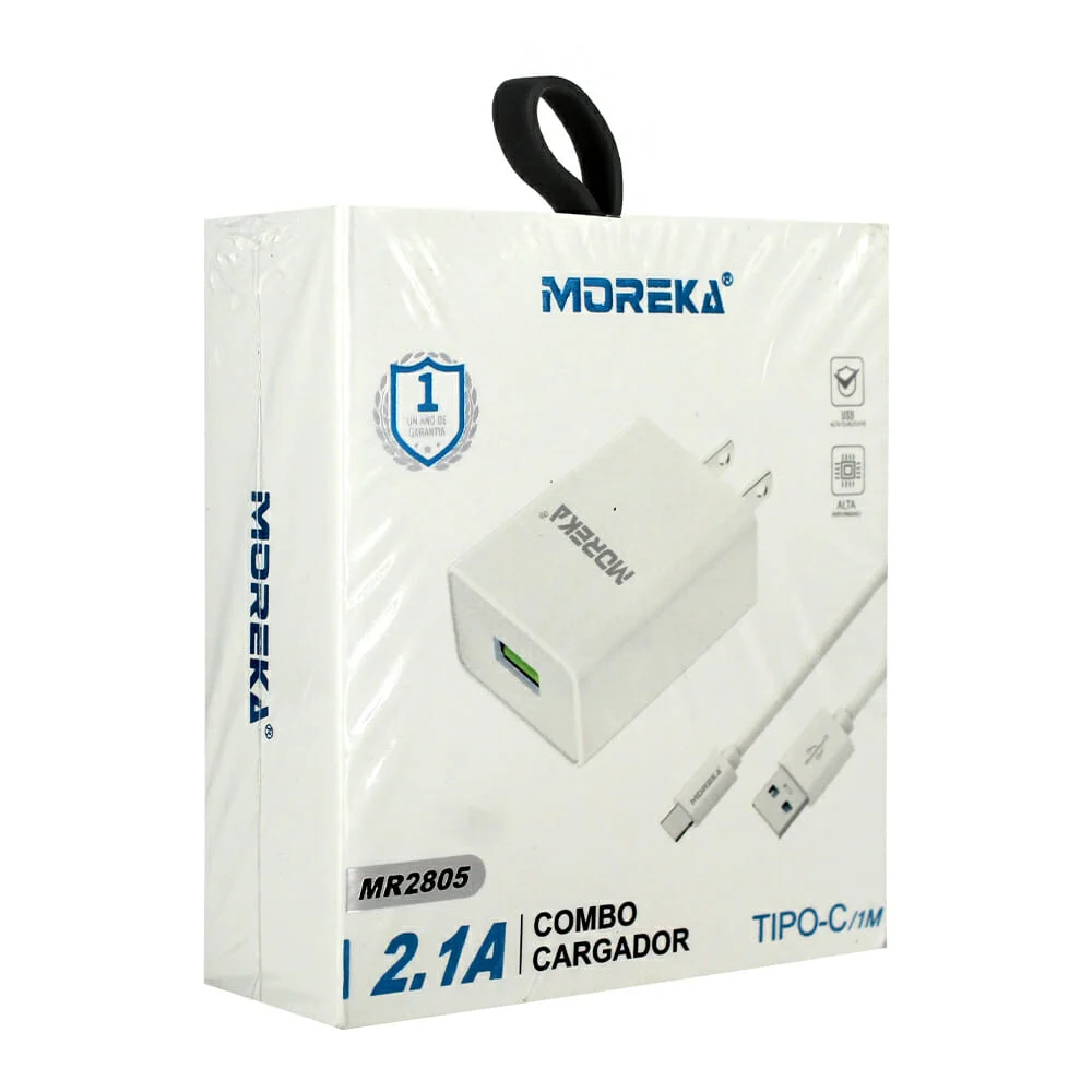 Combo cargador moreka 2.1a de 1 metro con entrada tipo-c / mr2805