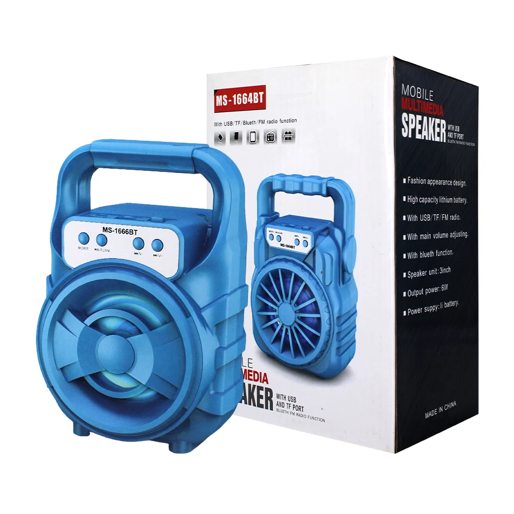 Bocina bluetooth portátil de 3 pulgadas con fm, puerto sd-usb / ms-1664bt