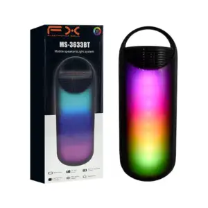 Bocina cilíndrica bluetooth fx con agarradera, luces rgb y entrada us…