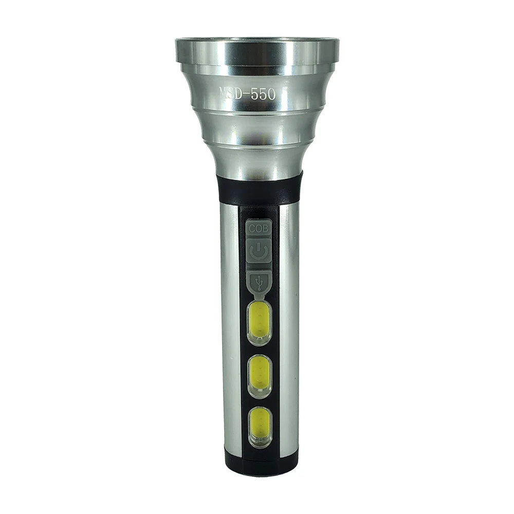 Linterna recargable con 3 modos de iluminación y cable de carga con entrada usb a tipo c / msd-550