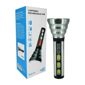 Linterna recargable con 3 modos de iluminación y cable de carga con e…