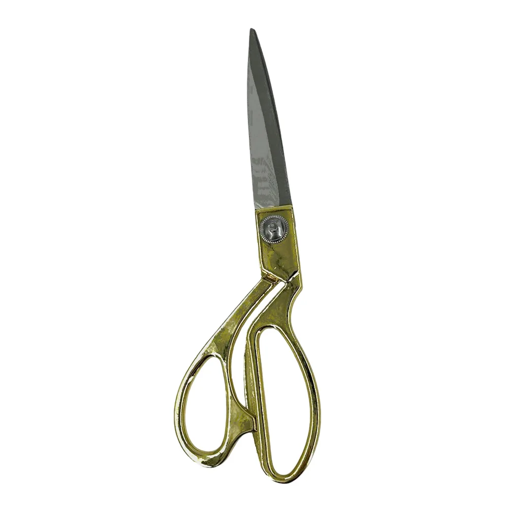 Tijera grande metálica de sastrería con mango dorado de acero inoxidable 23x7cm / exoellent cutting