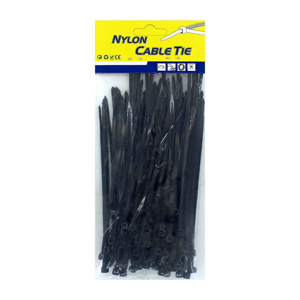 Paquete con 100pz de cinchos color negro / nylon cable tie / mt359