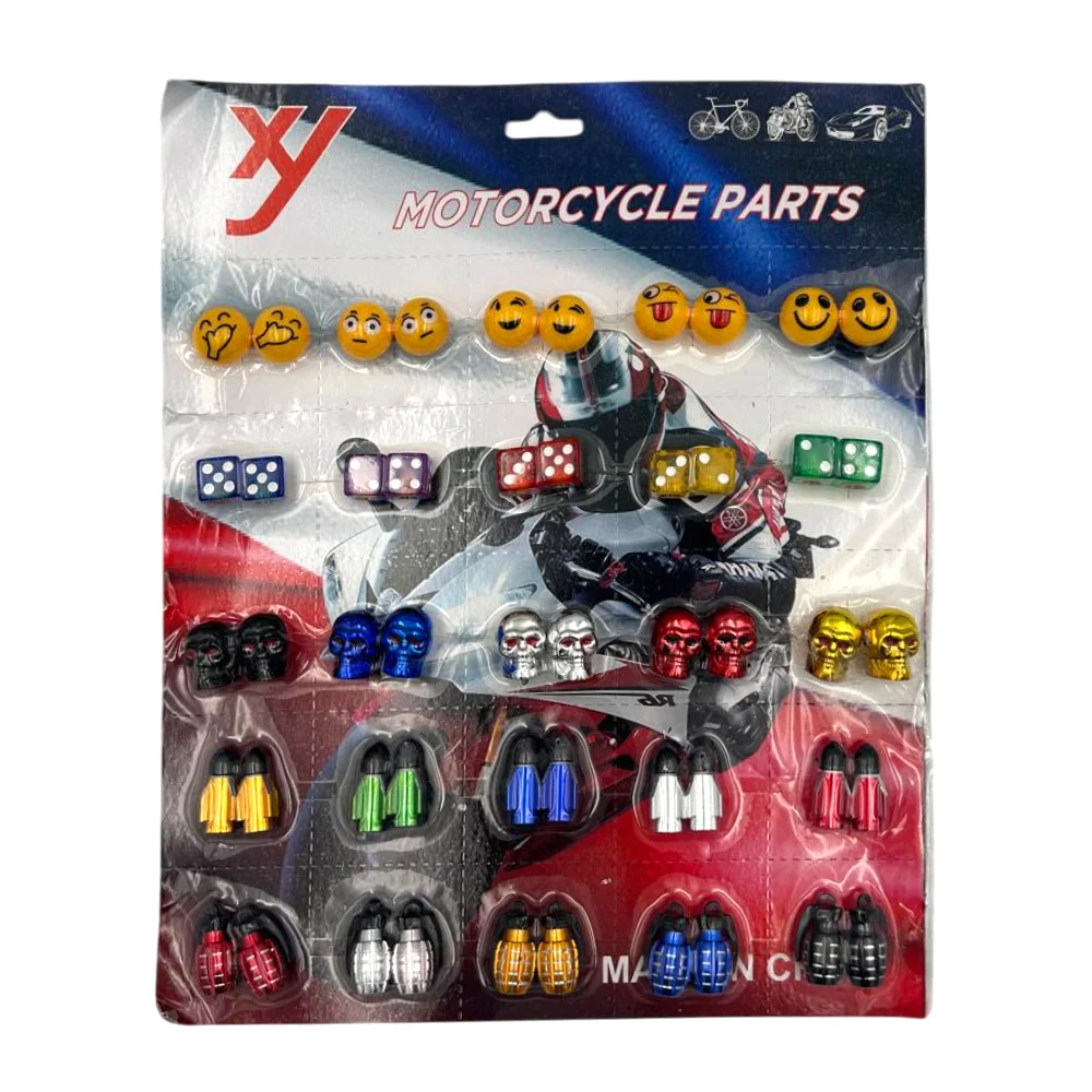Blíster con 25 pares tapas para válvula de llantas y neumáticos, variedad de modelos / motorcycle parts / mtc122