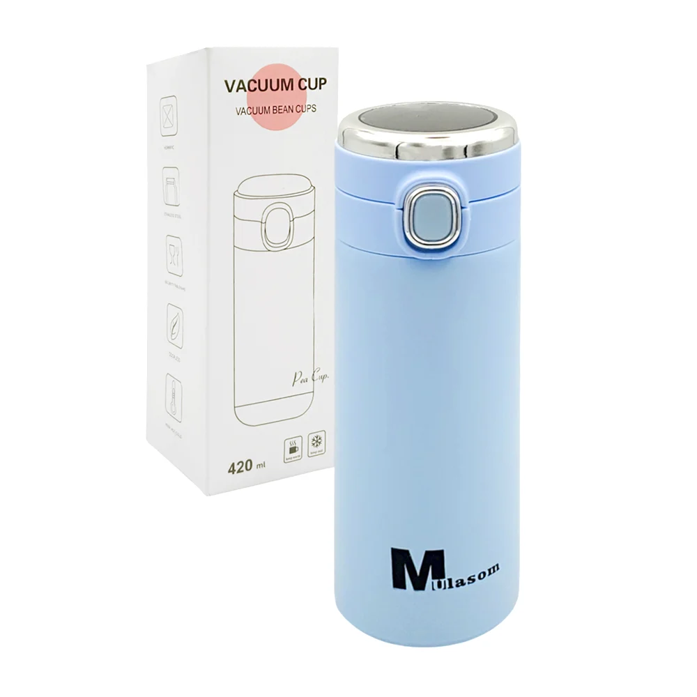 1pza Termo metálico con tapa de botón, bicolor y con detalles metálicos, variedad de colores / rpb9298 / vacuum cup