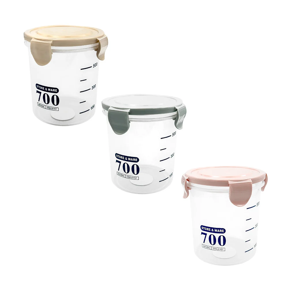 1pza Bote / recipiente para alimentos, de plástico transparente, con líneas medidoras, multifuncional, variedad de colores / 500ml / rpc6570