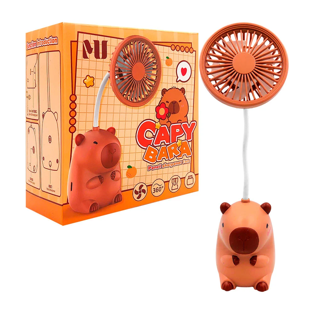 Ventilador para escritorio con forma de capibara + sacapunta, variedad de colores / xh-mus360f / mu360-1f / capybara
