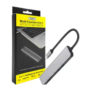 Hub adaptador usb 6 en 1 con entrada hdmi, 2 puertos usb, entrada tip…