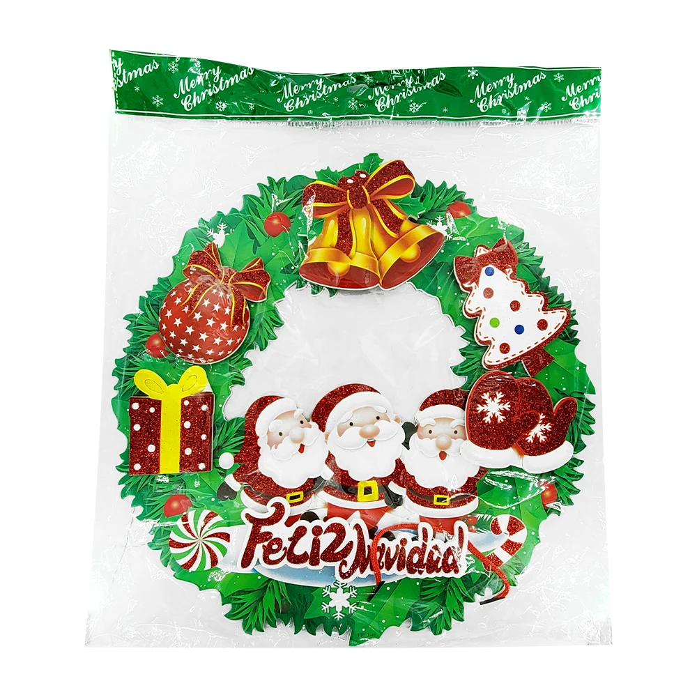 Adorno colgante corona navideña diseño 3d con diamantina y frase de feliz navidad, variedad de diseños / nd-862-20
