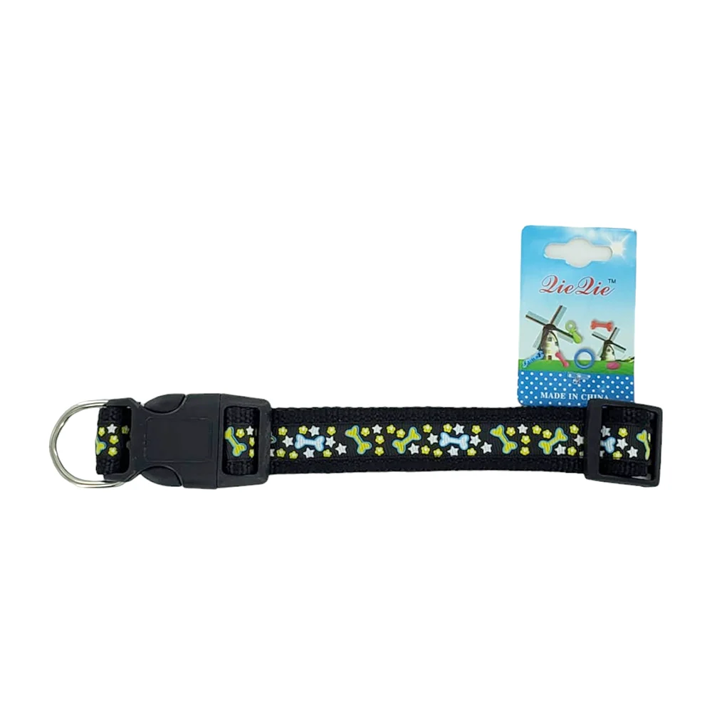Collar de tela ajustable para mascota con diseño de huesitos, variedad de colores / lielie