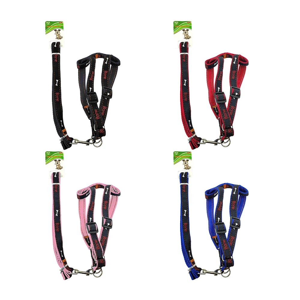 Pechera ajustable con correa para mascotas, diferentes tallas con diseño de huesitos, variedad de colores / xiang xiang pet bone