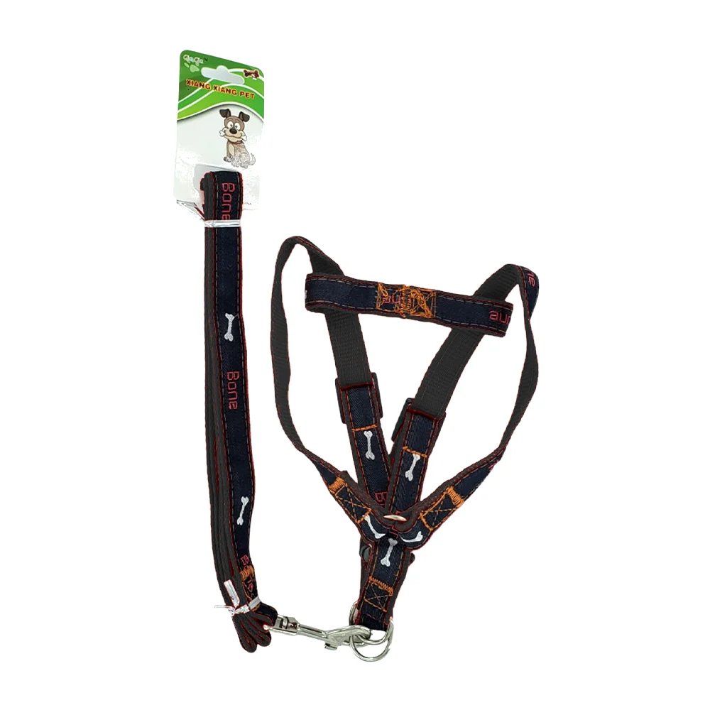 Pechera ajustable con correa para mascotas de talla chica con diseño de huesitos, variedad de colores / xiang xiang pet bone