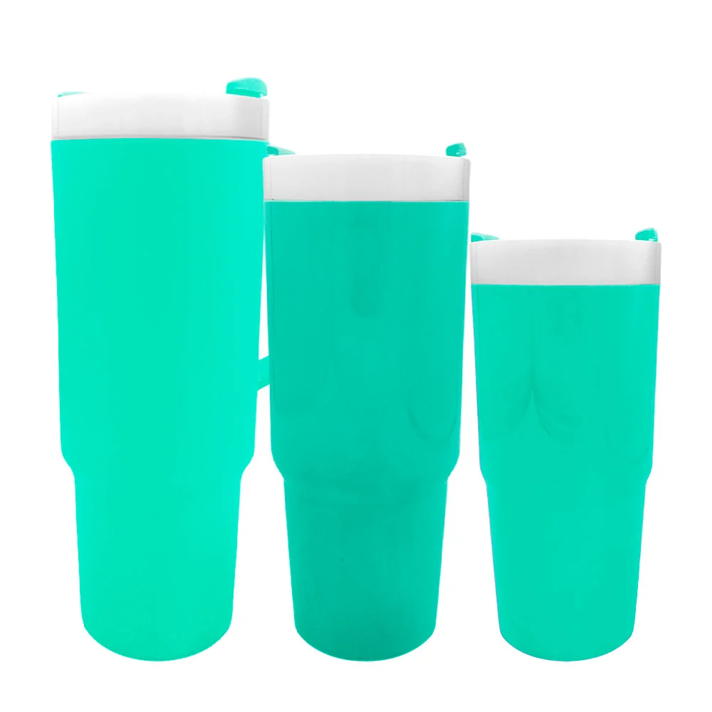 Juego de 3 vasos tipo termo, de plástico rígido, con popote y diferentes medidas, variedad de colores / 1200ml / 800ml / 500ml