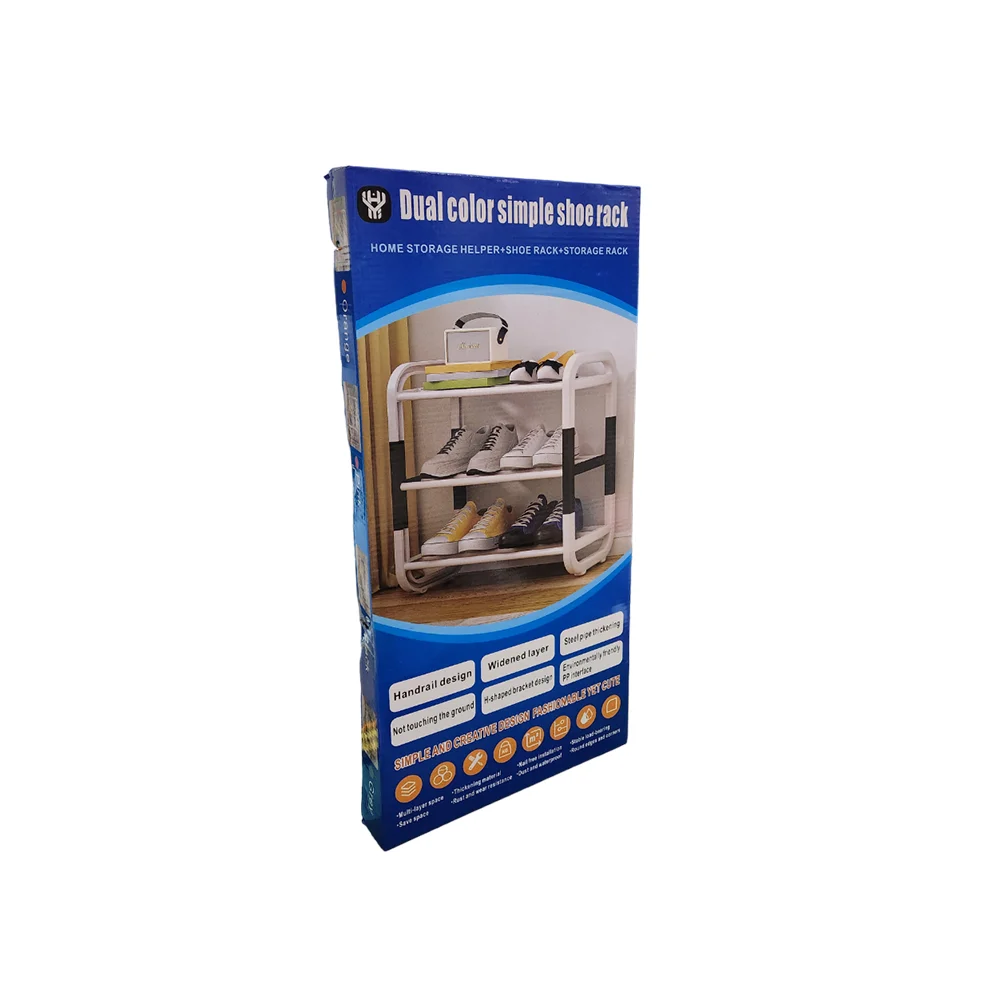 Organizador zapatero metálico multifuncional de 3 niveles, variedad de colores / dual color simple shoe rack