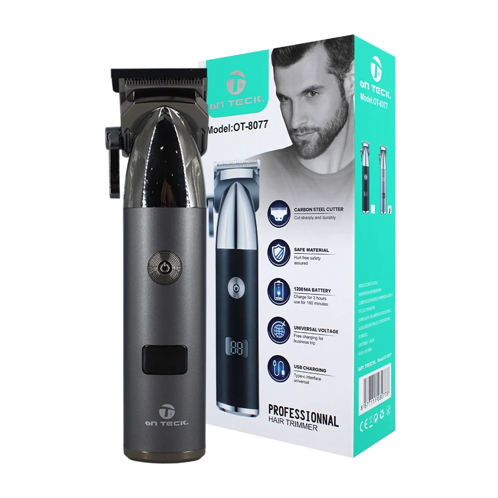 Maquina profesional para corte de cabello con 4 peinetas intercambiables, indicador de batería y cable toma corriente / on teck / 08077