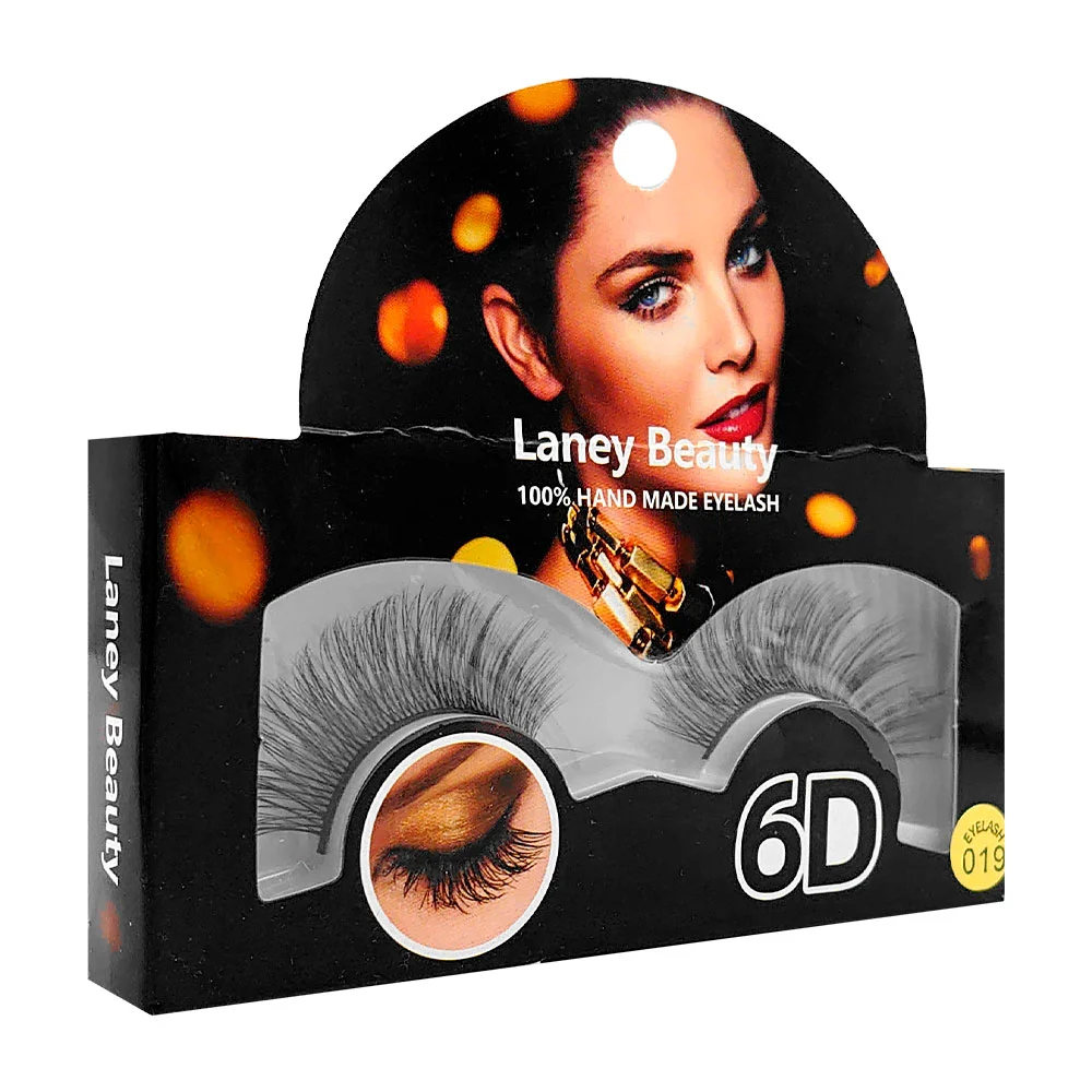 Paquete pequeño con 2 pestañas postizas, adhesivas, realistas, variedad de usos / 6d / laney beauty / eyelash 019