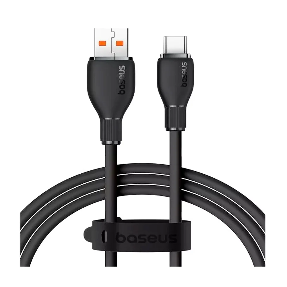 Cable de carga baseus de 1.2 metros en color negro con entrada tipo c a usb / 6a 100w