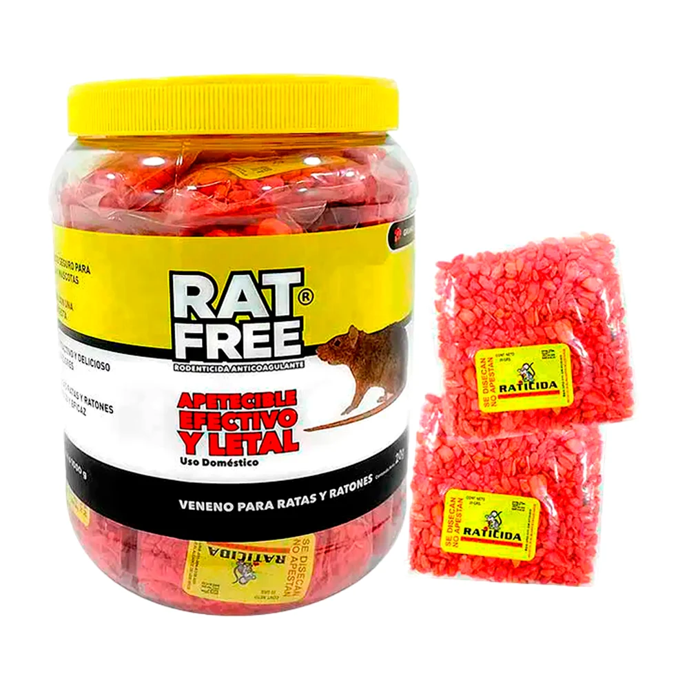1pza Sobre con granos de veneno para ratas y ratones, 20g / raticida domestico / p208
