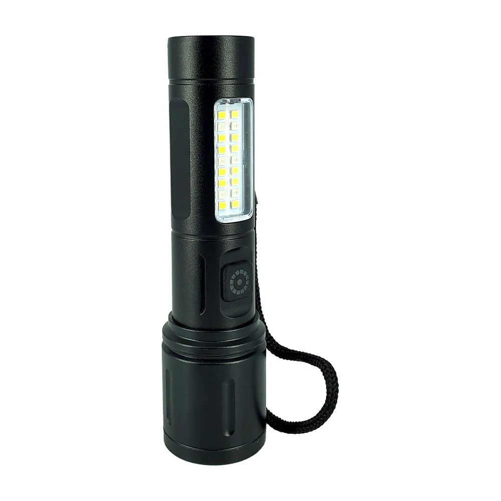 1pza Linterna de mano recargable, con 6 modos de iluminación y asa agarradera, variedad de funciones / 524001
