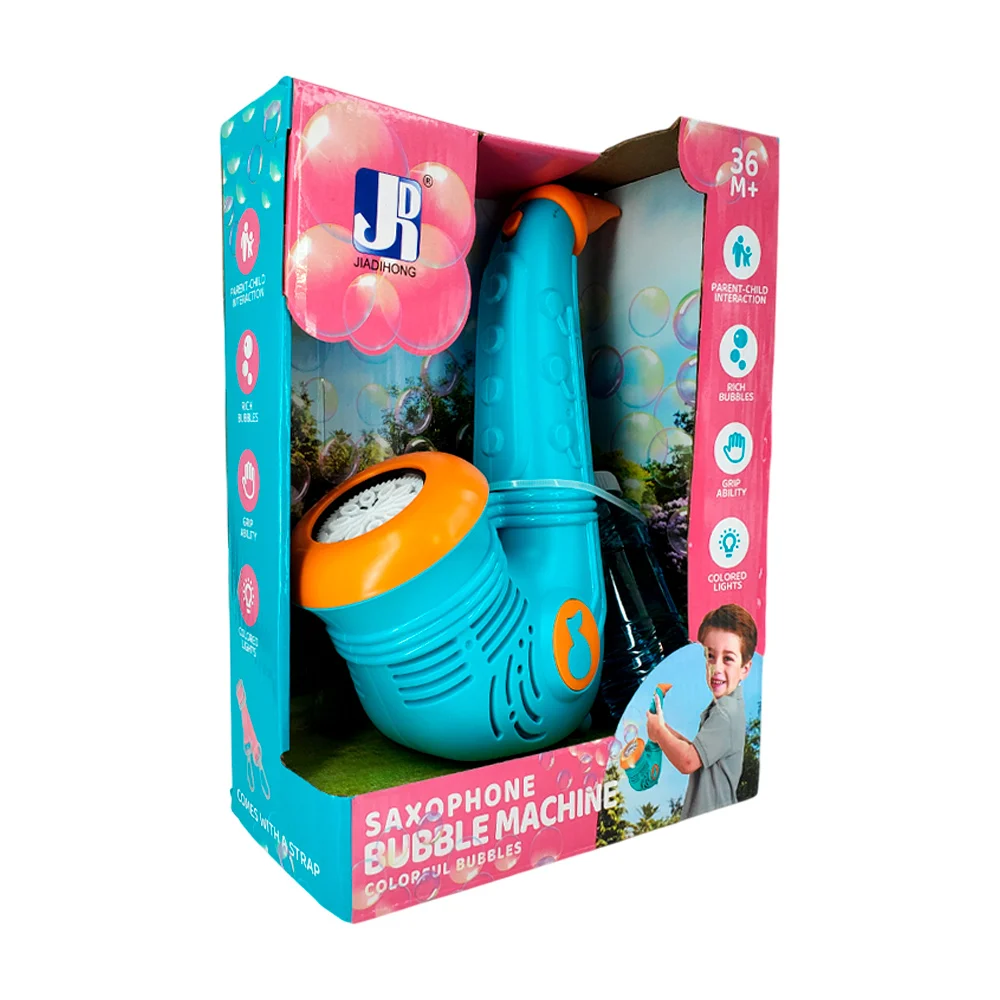 Saxofón lanza burbujas con luces + bote de agua con jabón / saxophone bubble machine