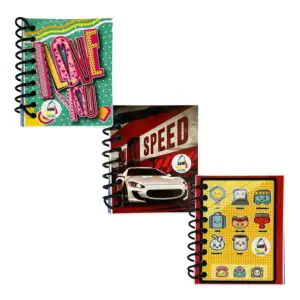 Mini libreta de raya con espiral plástico y diseño estampado 6.6x8.5c…