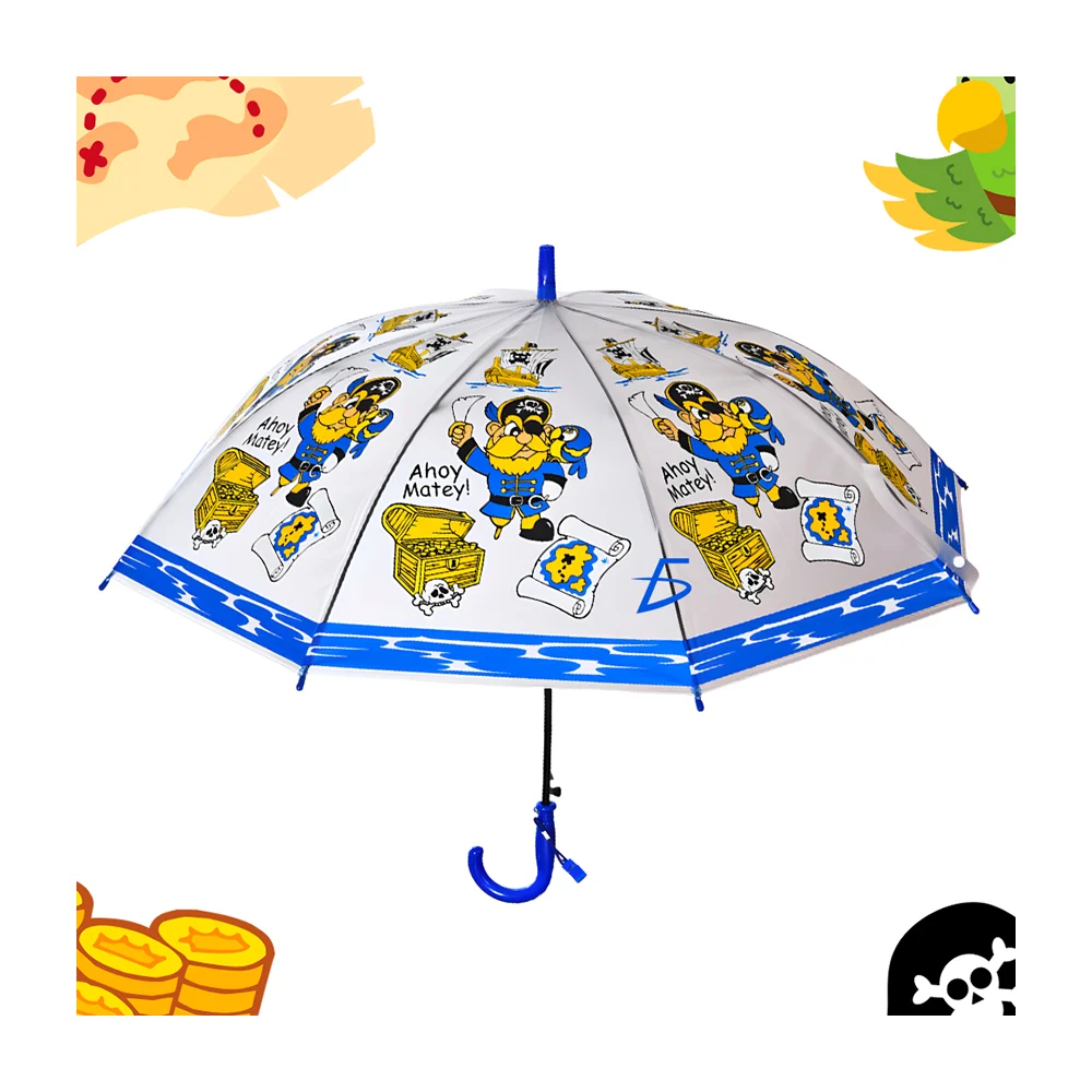 Paraguas infantil de tela impermeable con diseño de piratas y silbato
