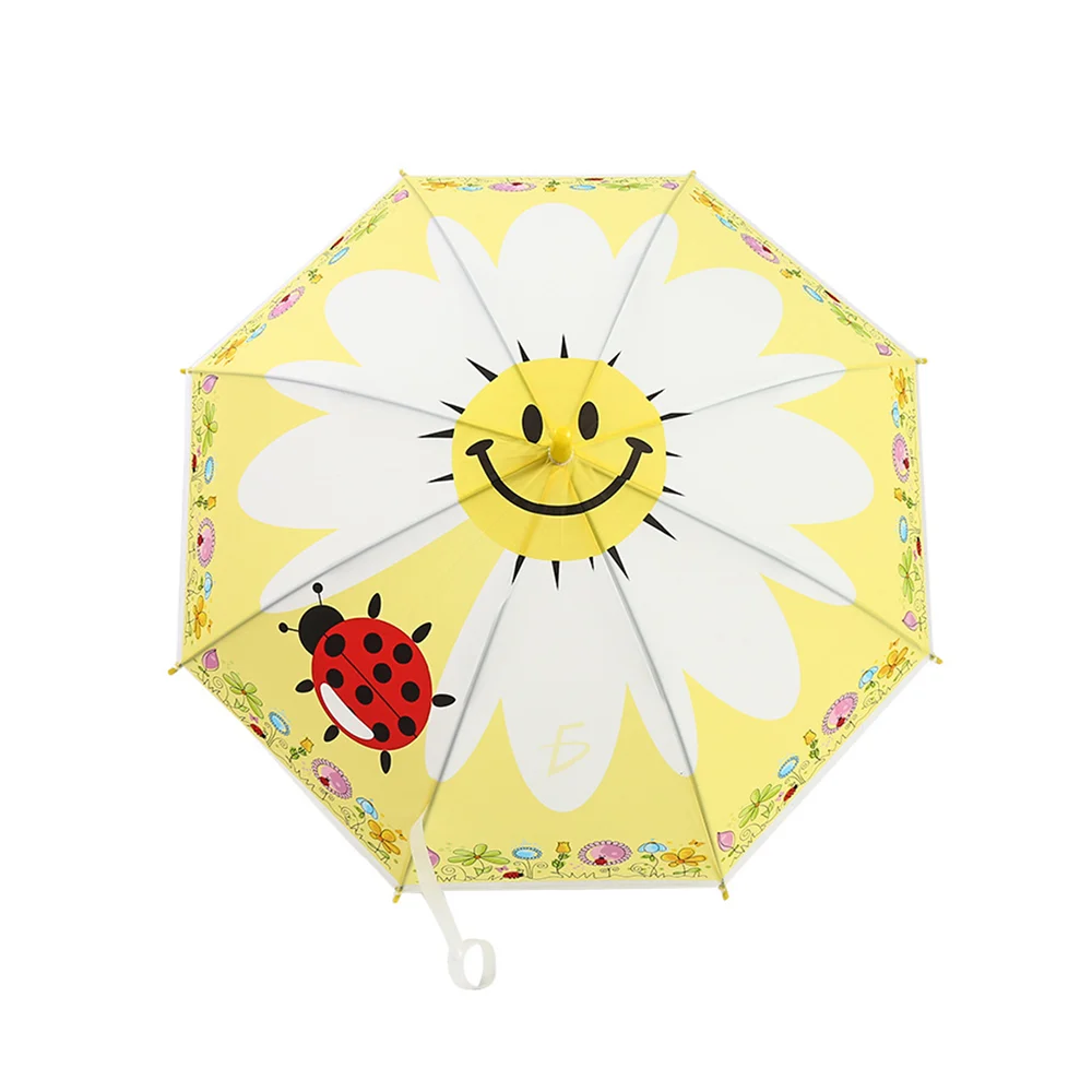 Paraguas infantil de tela impermeable con diseño de sol alegre, variedad de colores
