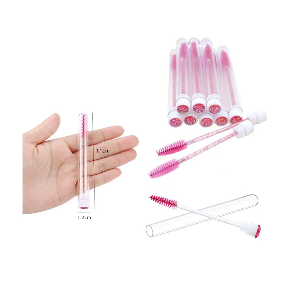 Paquete 12 pzas de mini cepillos + estuche para pestañas / pe-95