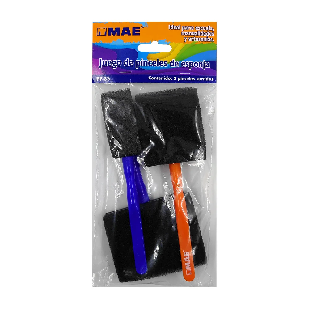 Juego de 3 pinceles mae de esponja para manualidades, variedad de colores