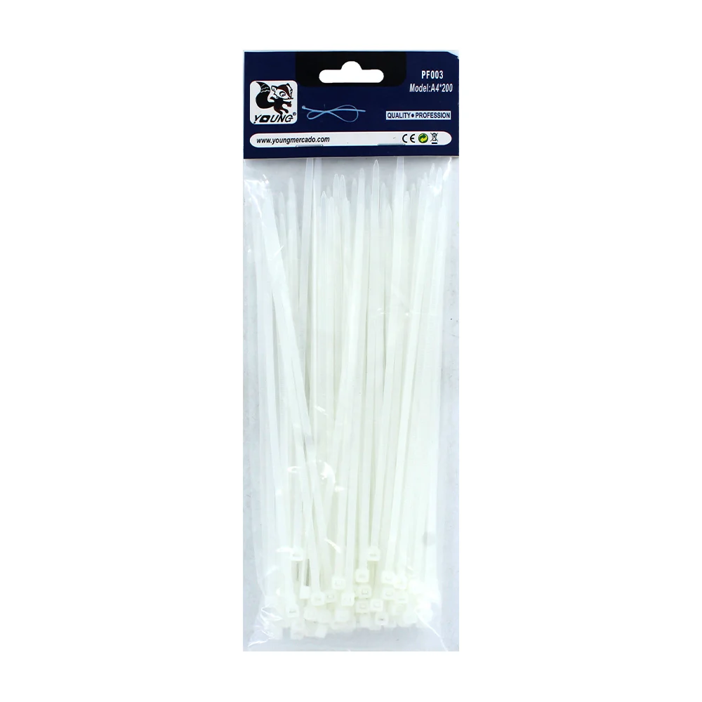 Paquete con 100 cinchos blancos de 4x200mm / Young / a4*200
