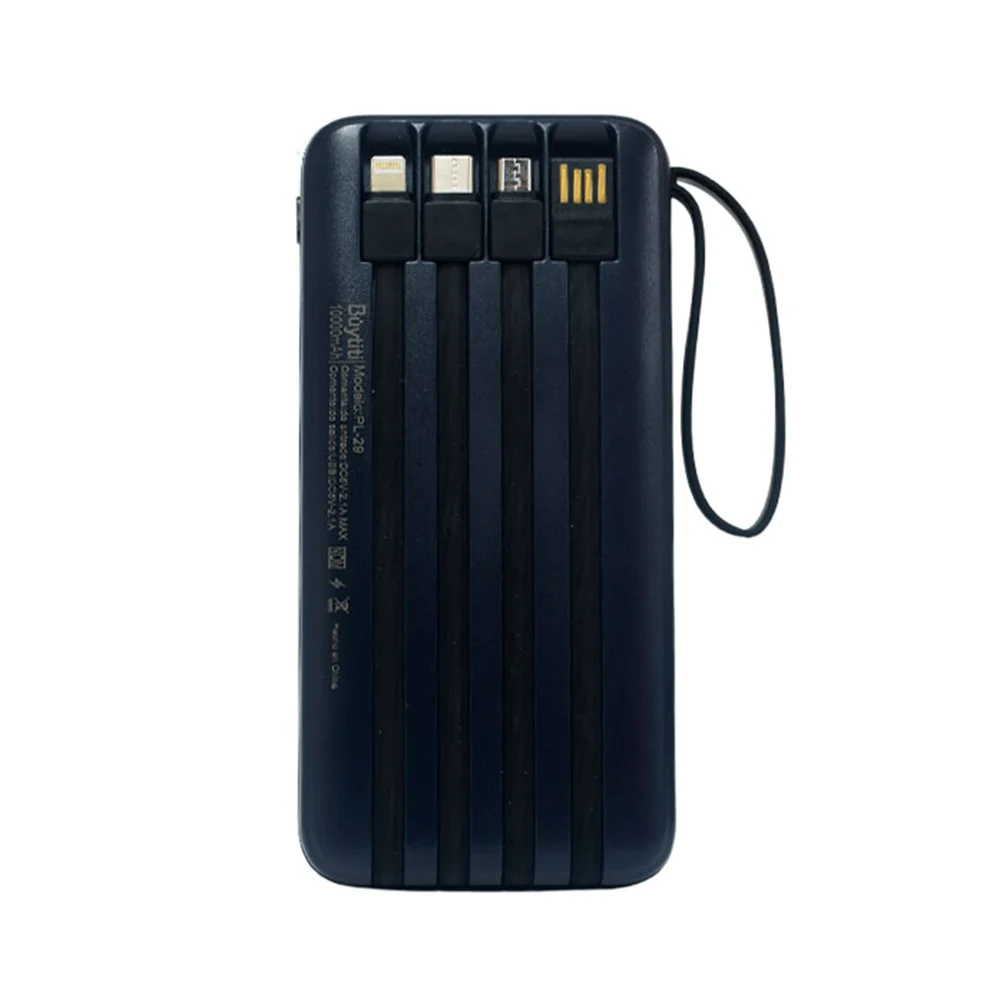 Power bank / batería portátil buytiti con 2 puertos usb, puerto tipo c, puerto v8, pantalla digital, cable usb, v8, tipo c y lightning, 10000mah, variedad de colores / pl-29