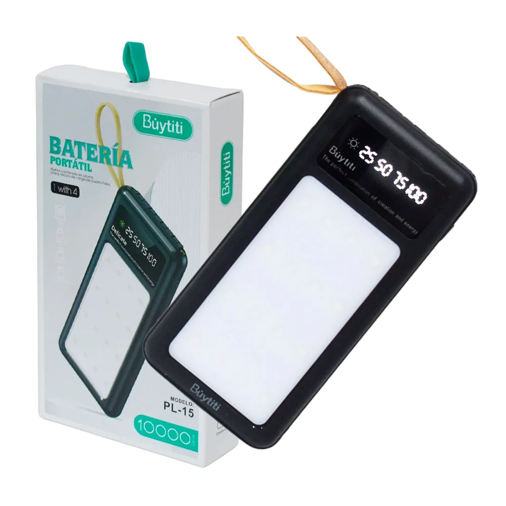 Power bank 4 en 1 de 10000 mah con linterna y luz de emergencia con 4 tipos de luz, variedad de colores / pl-15