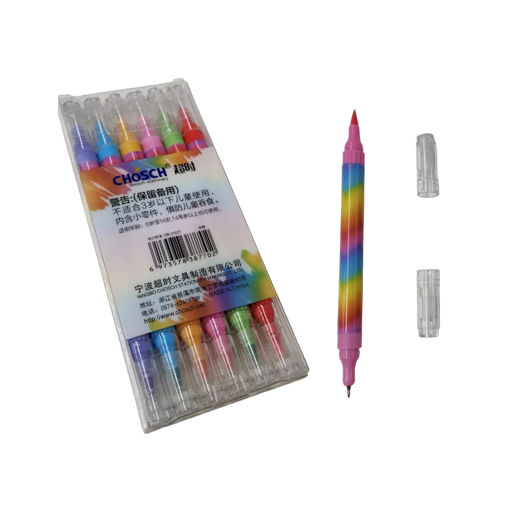 Paquete 6 plumones de colores 2 en 1, lavables / chosch / diy-006