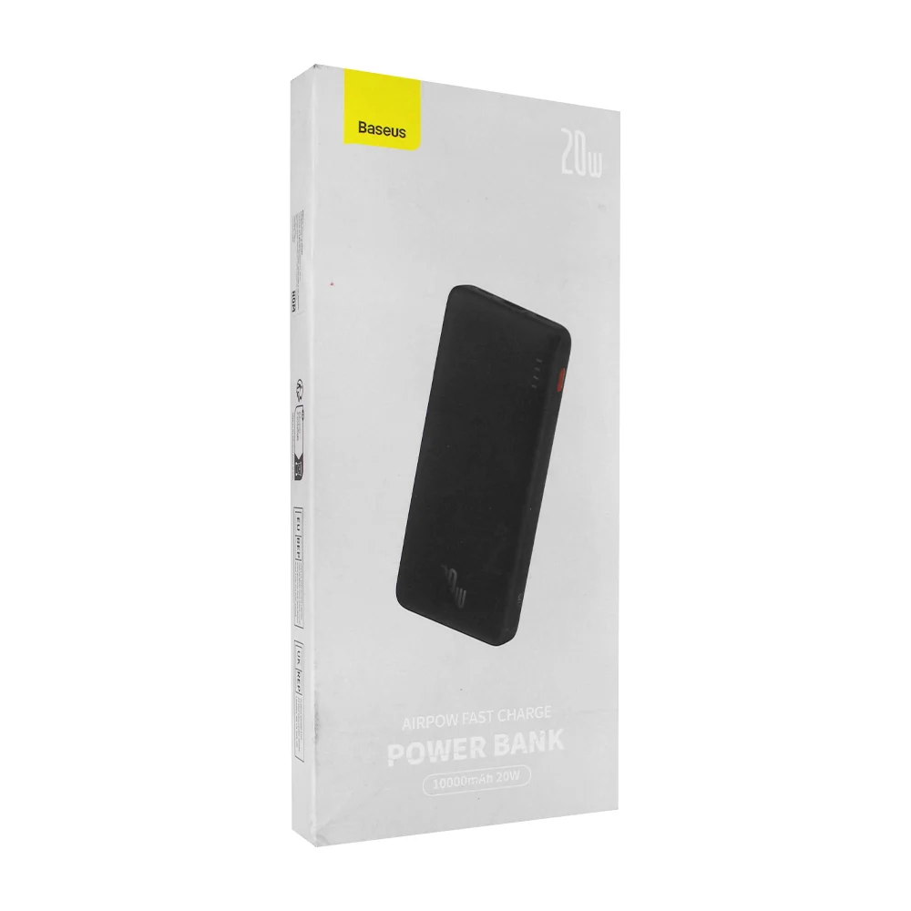 Power bank / batería portátil baseus en color negro con 1 puerto usb, 1 puerto tipo-c, 1 puerto v8 + capacidad de 10000mah-20w / ppqd090001