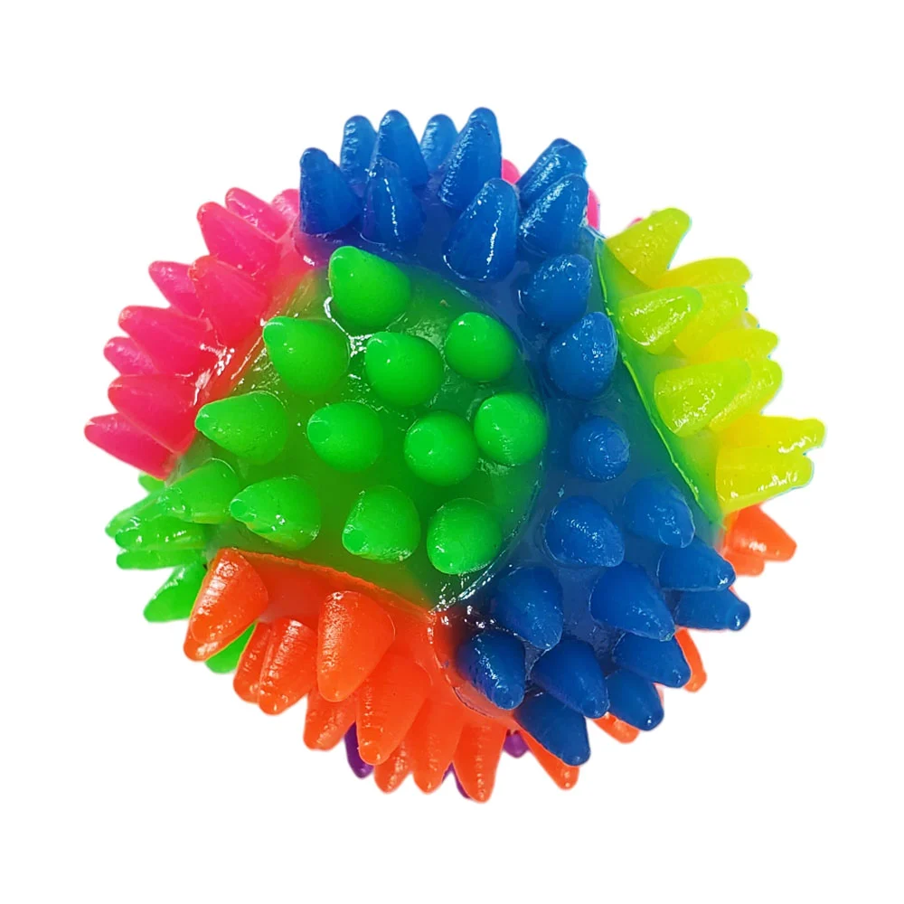1pza Pelota pequeña multicolor con picos y luz, para mascota / bomeipet